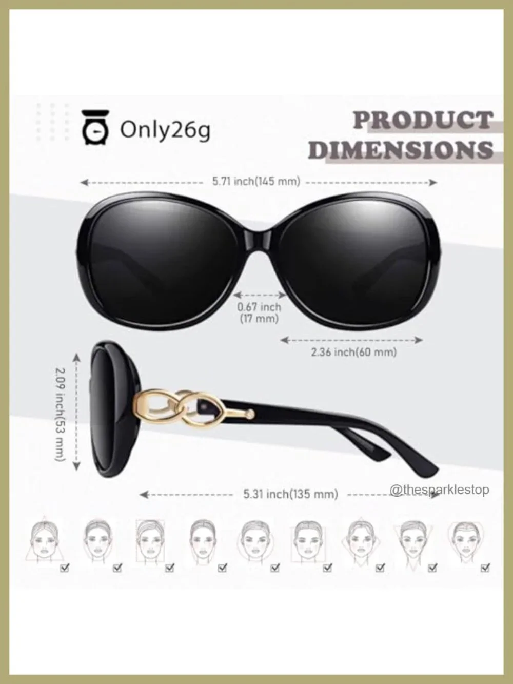 Oversized Polarized Sunglasses for Women UV400 Protection Butterfly Design